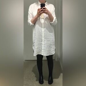 Muji White Linen Shirt Dress